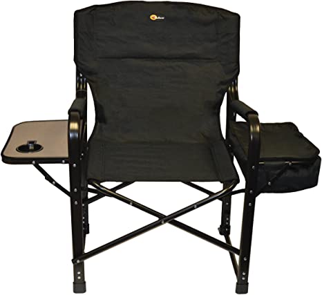 Faulkner 49580 El Capitan Folding Director Chair with Tray and Cooler Bag, Black