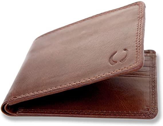 Pelle Toro Handmade Minimalist Mens Leather Wallet in Wooden Mens Gift Box, Ultra Thin RFID Wallet, 10 Credit Card Holder Slots, Soft Durable Leather, Cocoa Brown