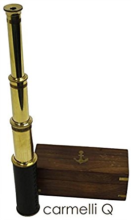 Science Purchase 78TELE15 Handheld Brass Telescope with Wooden Box, 15"