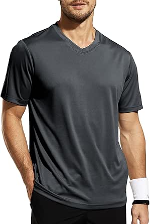 MIER Men's Quick Dry Workout Shirts Moisture Wicking Running Athletic Performance T-Shirts Recycled Polyester Top Tee