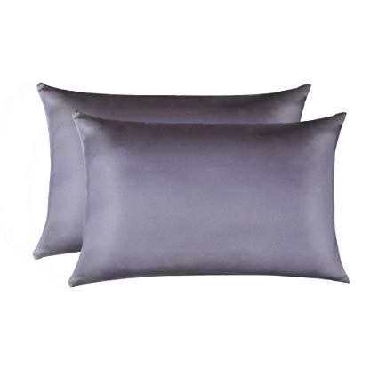 JiangJue Cool Silk Pillowcases Satin Set of 2 for Hair and Skin and Super Soft and Breathable Standard Size White/Queen/King