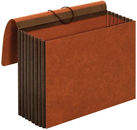Globe-Weis/Pendaflex Heavy Duty File Wallets, Extra Wide, 7-Inch Expansion, Elastic Cord Closure, Letter Size, Brown, 5-Count (CL1084GLHD)
