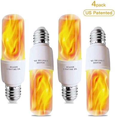 Abameric Flame LED Light Bulbs E26 Base |LED Flame Effect Light Bulb | with Gravity Sensor | Flickering Flame Light Bulb for Indoor/Outdoor Use | for Home/Hotel/Bar/Party Decor | Holiday Gifts(4 Pack)