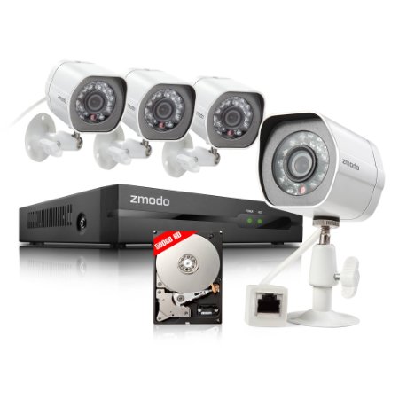 Zmodo 4-Camera Security System with 500GB Network Video Recorder and 720p Resolution