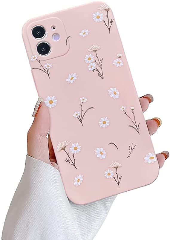 Ownest Compatible with iPhone 11 Case,Cute Daisy Flower Pattern Design Silicone Vintage Floral for Women Girls Soft TPU Anti-Scratch Protective Cases for iPhone 11-Pink