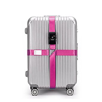 BlueCosto Luggage Strap TSA Approved Combination Lock Adjustable Suitcase Travel Belt