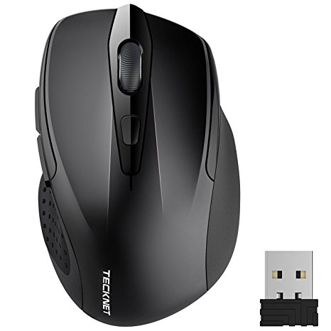 TeckNet Pro 2.4G Ergonomic Wireless Mobile Optical Mouse with USB Nano Receiver for Laptop,PC,Computer,Chromebook,Macbook,Notebook,6 Buttons,24 Months Battery Life,5 DPI Adjustment Levels