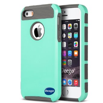 iPhone 5S Case Cafeleo 2 in 1 Shield Case for iPhone 5s 5 Slim Thin Shockproof Case Hard Rugged Ultra Protective Back Rubber Cover with Dual Layer Impact Protection for iPhone 5 5s Aqua-Grey