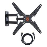 ECHOGEAR Full Motion Articulating TV Wall Mount Bracket for most 26-50 inch LED LCD OLED and Plasma Flat Screen TVs w VESA patterns up to 400 x 400 - 16 Ext Arm - Includes 6 HDMI Cable - EGMF1-BK