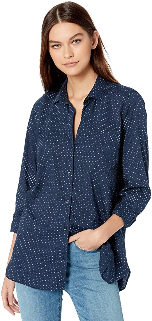 Amazon Brand - Goodthreads Women's Lightweight Poplin Long-Sleeve Button-Front Tunic Shirt