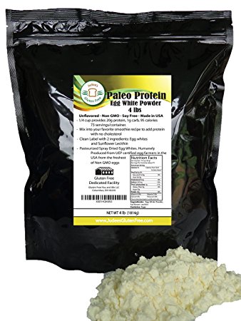 Paleo Egg White Protein Powder (4 LBS) (Non-GMO,Soy Free), Made in USA, Produced from the Freshest of Eggs