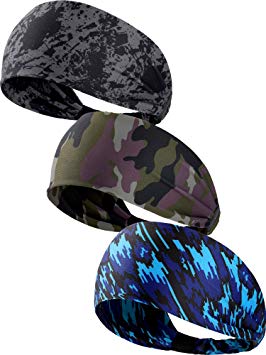 Blulu 3 Pieces Headbands Non Slip Sports Headbands Elastic Headbands for Outdoor Sports Fitness Yoga Supplies