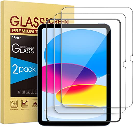 SPARIN Screen Protector Compatible with iPad 10th Generation 10.9 inch (2022 Models), 2 Pack Upgrade Tempered Glass for iPad 10 with Alignment Frame