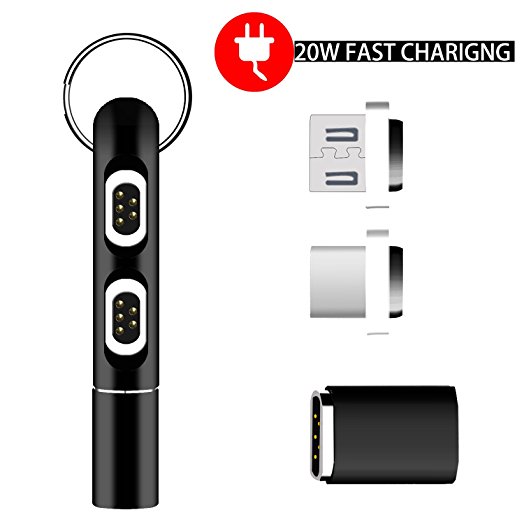 Magnetic Charging Adapter,Seekermaker Fast Charging adapter Keychain USB C and Micro usb Adapters With 1 Holder Pack for Android and USB C Devices(Black)
