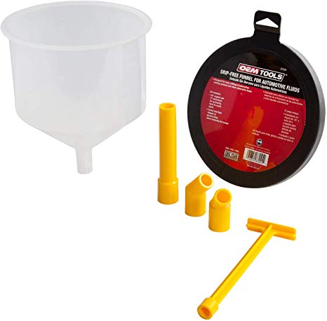 OEMTOOLS 87041 Automotive Coolant Filling Kit, 6 Piece Adapters Fit Many Common Radiators | Funnel Will Not to Spill or Create a Mess | Professional Mechanic Tool | White