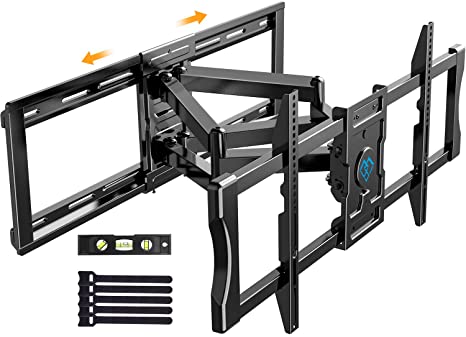 Full Motion Articulating TV Mount for 37-80" Flat/Curve TVs with Max VESA 600x400mm Sliding TV Wall Mount for TV Centering Swivel Rotate Extend Tilting TV Bracket Fits 24" Studs Hold TV up to 132 lbs