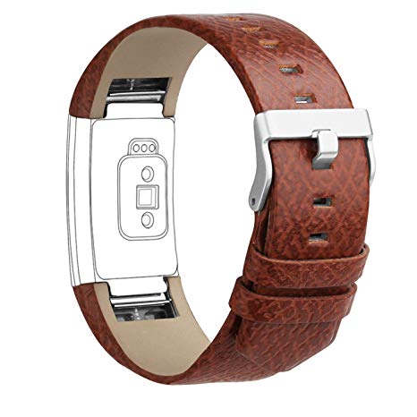 iGK Leather Replacement Bands Compatible for Fitbit Charge 2, Genuine Leather Wristbands