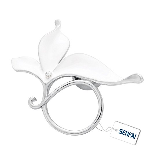 SENFAI Lovely Alloy White Enamel Flower Magnetic Clip Magnetic Eyeglass Holder Brooch Jewelry