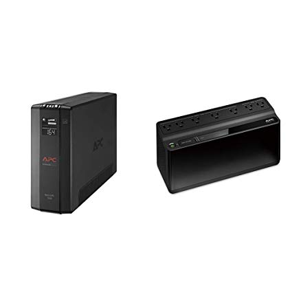 APC UPS Battery Backup & Surge Protector with AVR, 1500VA, APC Back-UPS Pro (BX1500M) & UPS Battery Backup & Surge Protector with USB Charger, 600VA, APC Back-UPS (BE600M1)