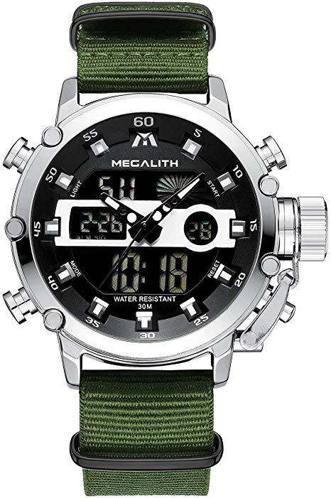 MEGALITH Mens Sports Watches Military Digital Gents Watch Chronograph Waterproof Wrist Watches for Man Boys Kids with Led Backlight Analog Quartz Multifunction Cool Watches Alarm Stopwatch Calendar