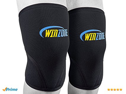 Knee Sleeve Brace, Compression Sleeves Pair, 7mm Neoprene, Basketball, Weightlifting, Crossfit, Arthritis, Running, Squats, Powerlifting. Support w/o Restricting Movement! by Winzone