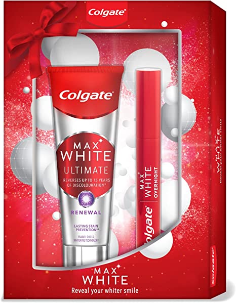 Colgate Max White Gift Pack with Ultimate Renewal Whitening Toothpaste 75ml & Teeth Whitening Pen 75ml | Enamel Safe | Prevents Stains | Reverses Up to 15 Years of Discolouration*