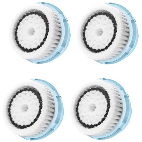 Facial Brush Heads, Greeninsync(TM) Compatible Replacement Facial Cleaning Brush Heads 4Pack Delicate for Clarisonic Mia, Alpha Fit, Mia Fit, Mia 2, Mia3, Aria, Smart Profile, Plus and Radiance