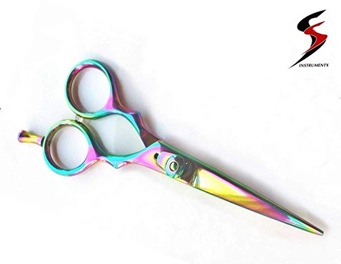 KATX Titanium Hair Scissors, Hairdressing Scissors Barber Salon Scissors 5.5" (14cm) with Leather Case