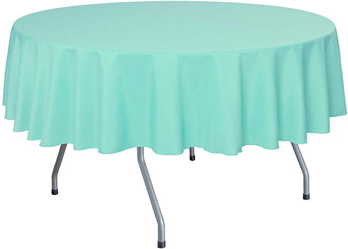 Ultimate Textile 72-Inch Round Polyester Linen Tablecloth Aqua Blue
