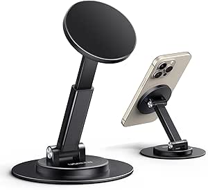 UGREEN Magnetic Phone Stand for Desk Compatible with MagSafe Stand, Adjustable Height for MagSafe iPhone Stand Holder with 360° Rotation Compatible for iPhone 15 Pro Max 14 Pro 13 12 and MagSafe Case