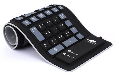 Delicol Foldable Flexible Waterproof Keyboard Black USB 20 Compatible to Windows 7