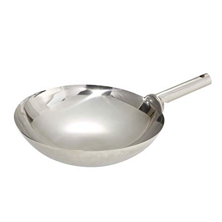 Winco WOK-14W Stainless Steel Welded Joint Wok, 14-Inch