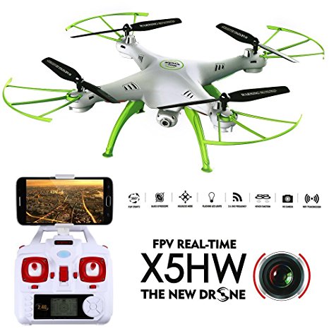 FPV Drone IOS & Android Aerial Quadcopter Syma X5HW, Dayan Anser Drone with Camera Automatic Air Pressure High 2.4Ghz 6CH 6Axis, 0.3MP HD Camera 3D Flips Function Headless Mode RTF RC (White)
