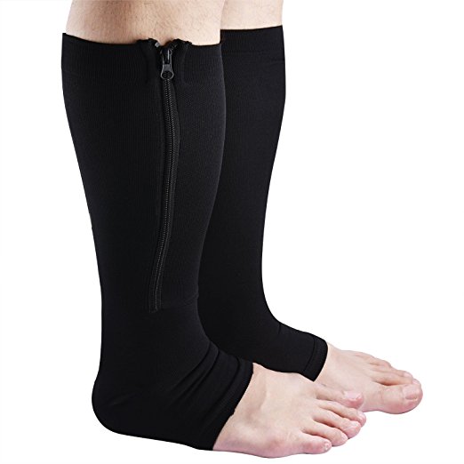 Zipper Compression Socks, Aniwon Open Toe Compression Socks Calf Leg Support Hose Stocking