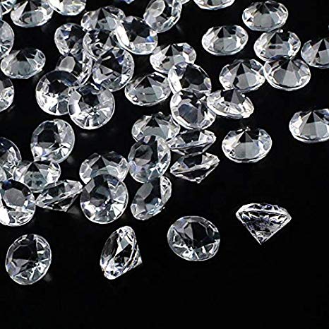 OUTUXED 300pcs 20mm Clear Wedding Table Scattering Crystals Acrylic Diamonds Gemstones Wedding Bridal Shower Party Decorations Vase Fillers, 1.5 LB, with 1 Large Velvet Pouch