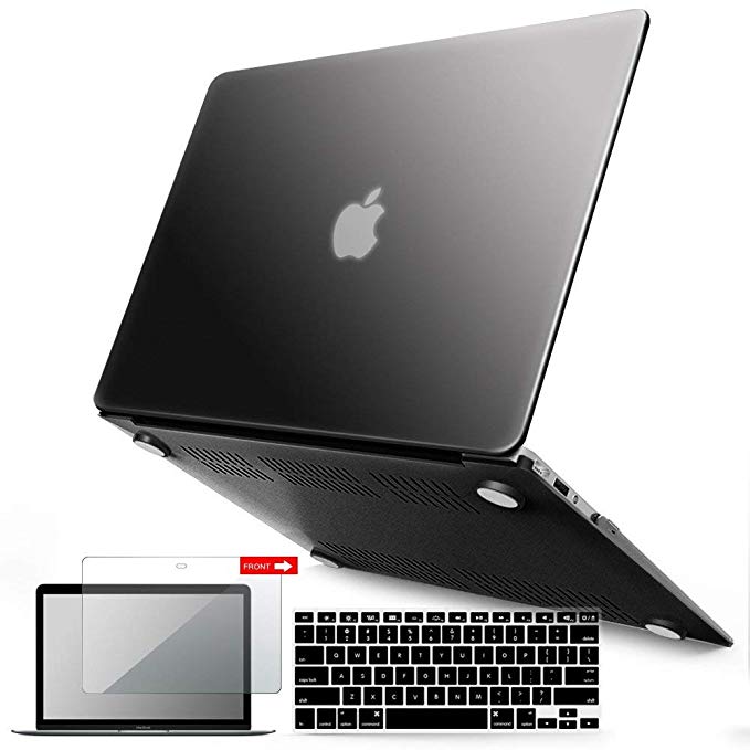 iBenzer MacBook Air 13 Inch Case 2018 Release New Version A1932, Soft Touch Hard Case Shell Cover for Apple MacBook Air 13 Retina with Touch ID with Keyboard&Screen Cover, Black, MMA-T13BK 2