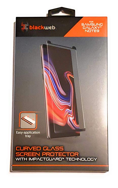 New Blackweb Samsung Galaxy Note9 Curved Glass Screen Protector with Impactguard Technology