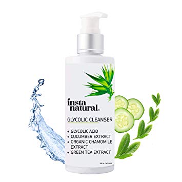 Glycolic Facial Cleanser - Anti Wrinkle, Fine Line, Age Spot & Hyperpigmentation Face Wash - Clear Dead Skin & Pores - With Glycolic Acid, Organic Extract Blend & Arginine - InstaNatural - 6.7 oz