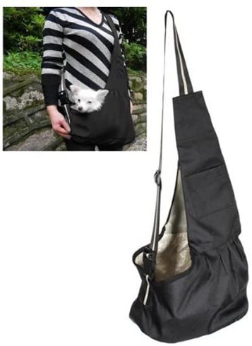Black Pet Dog Puppy Strap Sling Shoulder Bag Carrier (M)