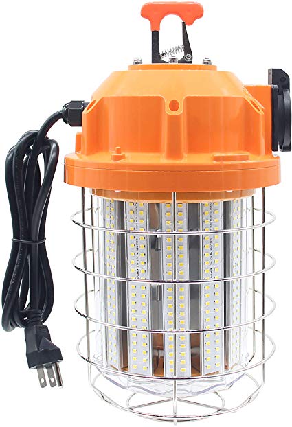 80W LED Temporary Work Light Fixture 10800 Lumen Daylight White 5000K, IP64 Dust & Waterproof, Stainless Steel Protective Cover for High Bay Construction Jobsite Workshop (80)