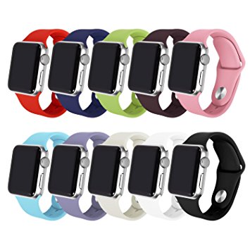 Apple Watch Bands 42mm 38mm, Soulen Soft Accessory Replacement iWatch Varied Colors Bands Sport Strap for Apple Watch Series 3 / Series 2 / Series 1 / Edition / Hermès / Nike  (10-Pack)