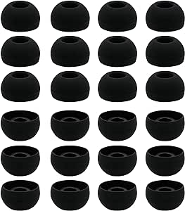 BLLQ 12 Pairs Silicone Replacement Earbud Ear Buds Tips Compatible with 3.8mm to 5.5mm Nozzle Earbuds Earphones, Large Size Black