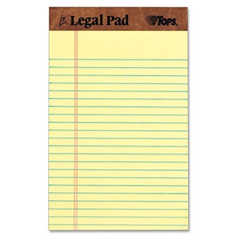TOPS The Legal Pad Legal Pad, 5 x 8 Inches, Perforated, Canary, Narrow Rule, 50 Sheets per Pad, 12 Pads per Pack (7501)