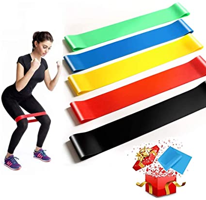 Resistance Loop Bands, Non-Slip Resistance Exercise Bands with 5 Resistance Levels - Premium Workout Bands Sets for Legs and Butt, Home Fitness,Strength Training, Pilates, Yoga with Long Stretch Bands (Set of 6)