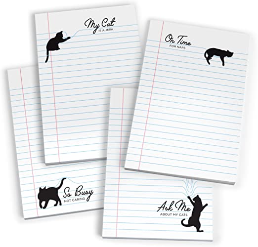 Genuine Fred PAWPAD Set of 4 Cat Notepads, Assorted