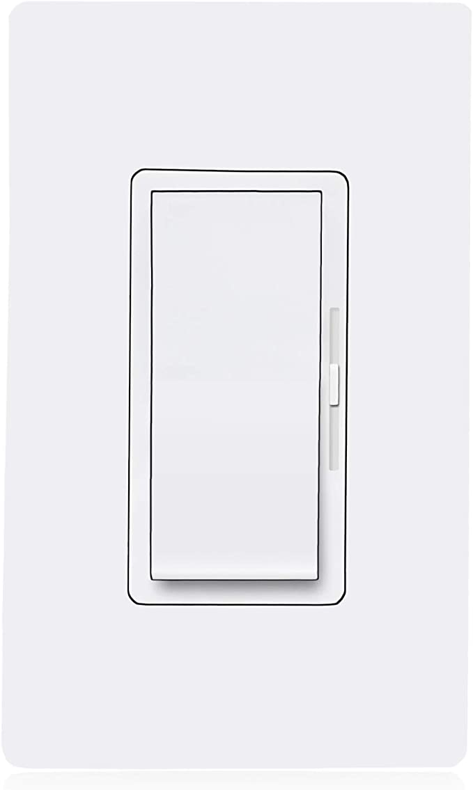 Maxxima 3-Way/Single Pole Vertical Slide LED Dimmer Switch Electrical light Switch 600 Watt max, LED Compatible On/Off Rocker Switch, Screwless Wall Plate Included