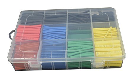 Stanz (TM) 530 Pcs 2:1 Heat Shrink Tubing Tube Sleeving Wrap Cable Wire 5 Color 8 Size