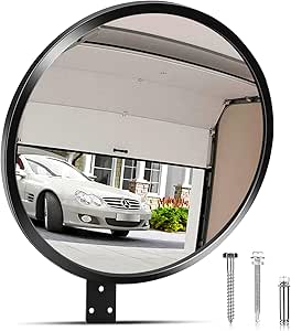 12” Acrylic Convex Mirror Convex Security Corner Mirror, Adjustable Fixing Bracket with Wide Angle, Indoor Outdoor Curved Safety Mirror for Room Driveway Parking Garage Office By Hydencamm