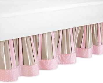 Sweet Jojo Designs Pink and Brown Modern Polka Dots Bed Skirt for Toddler Bedding Set