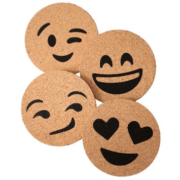 Corkologist Emoji Cork Coaster Printed, Set of 4